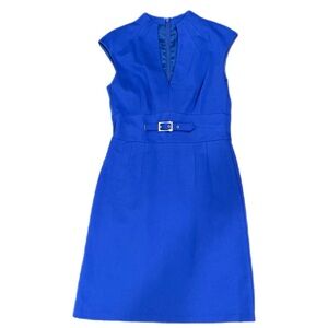 Trina Turk Astra Point Dress S (2/4) Cobalt Blue Sleeveless  Sheath V neck